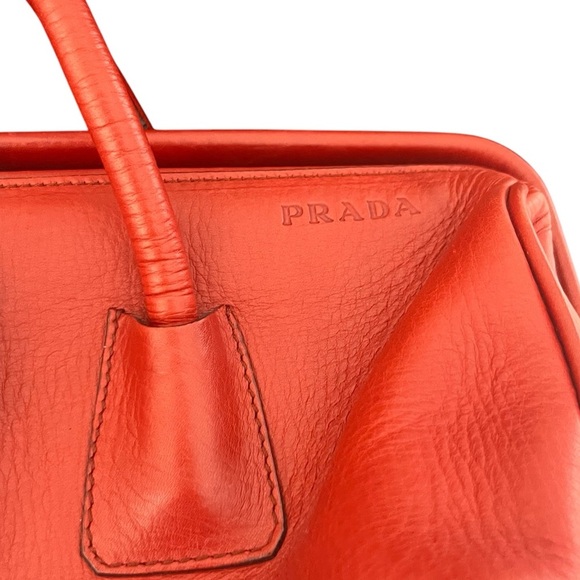 Prada Authentic Vintage with Red Purse Bag Handled Pony Style Calfskin Leather - Picture 8 of 14